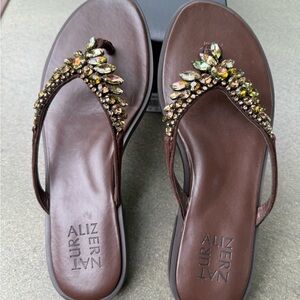 Naturalizer Brown Embellished Women's Flip Flop Sandals